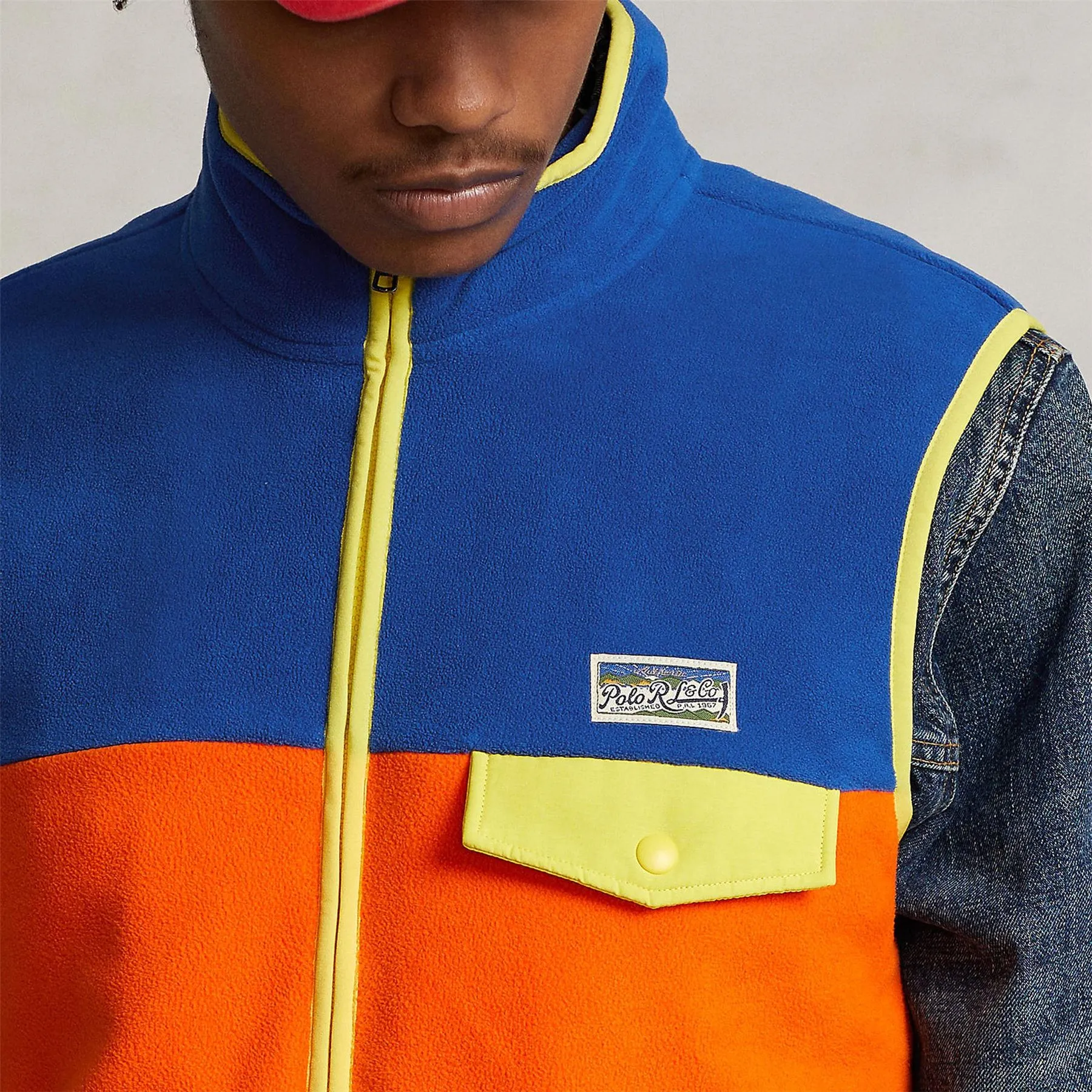 Color-Blocked Brushed Fleece Vest Sailing Orange Multi - SS23