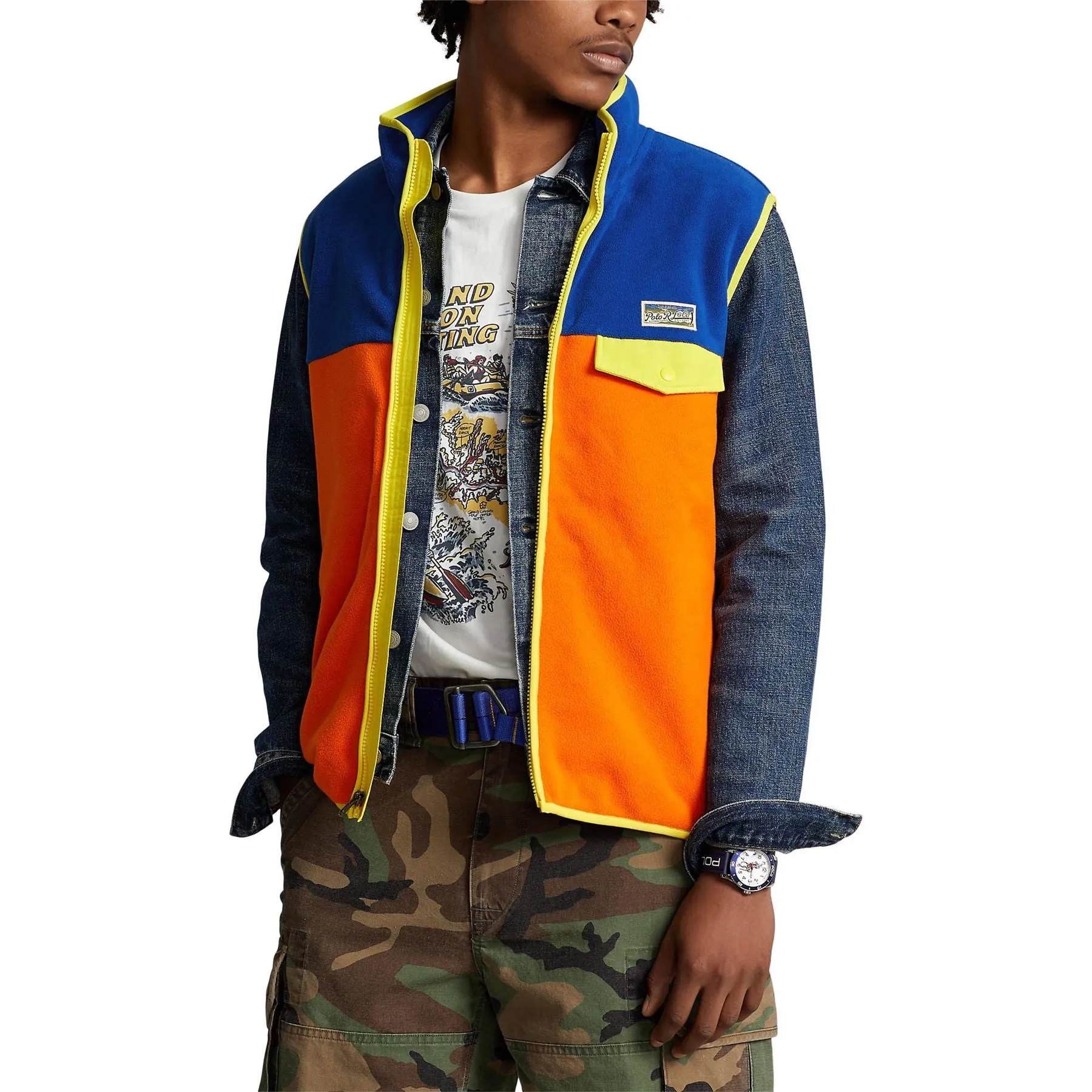 Color-Blocked Brushed Fleece Vest Sailing Orange Multi - SS23