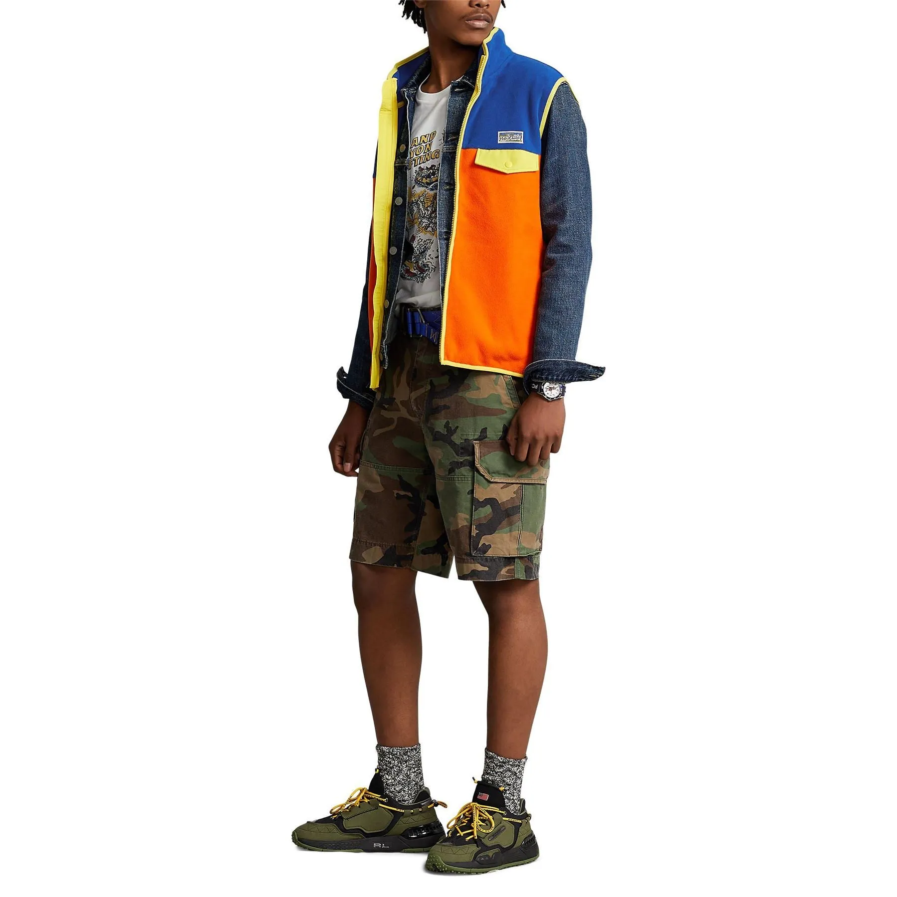 Color-Blocked Brushed Fleece Vest Sailing Orange Multi - SS23