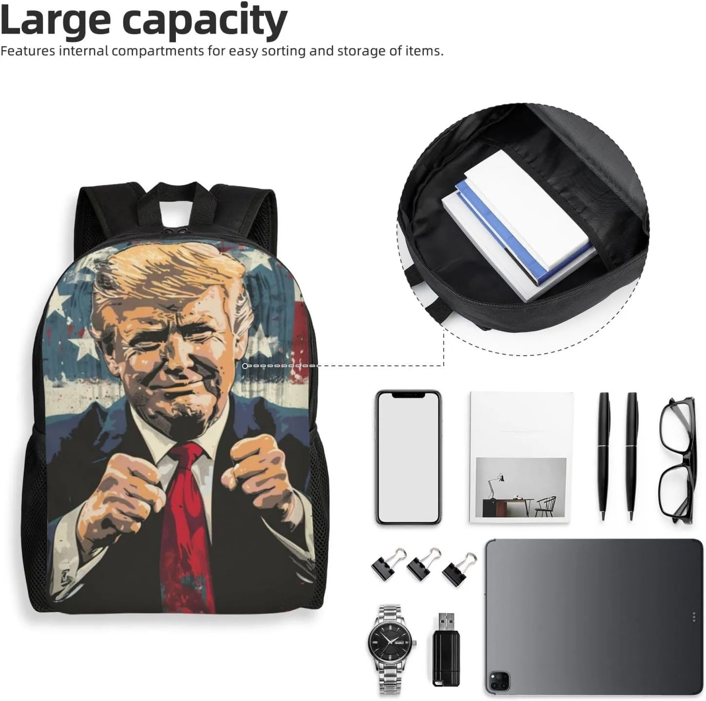 Come On Trump Backpack Waterproof Anti Theft Durable Light Laptop Bag Backpacks For Women Men Travel Gym Backpack