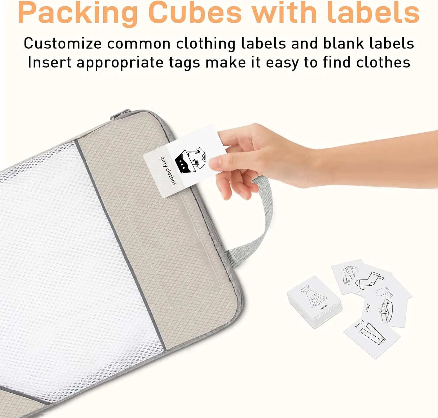 Compression Packing Cubes for Travel 6 Set Expandable Packing Organizers Durable Luggage Bags Organizers for Suitcases Travel Accessories (Beige)