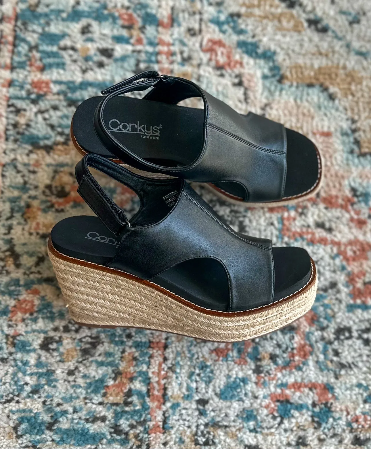 Corkys Freddie Wedge- Black