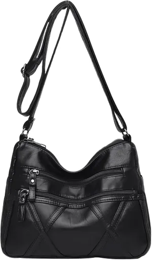 Crossbody Bag for Women Lightweight Shoulder Bags Ladies Soft PU Leather Handbags Multi Pocket Messenger Bags