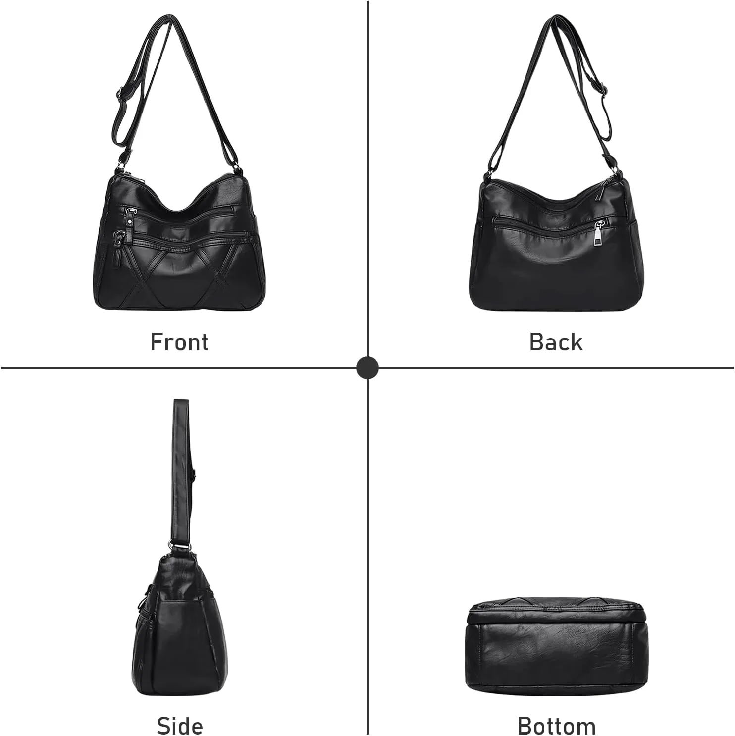 Crossbody Bag for Women Lightweight Shoulder Bags Ladies Soft PU Leather Handbags Multi Pocket Messenger Bags