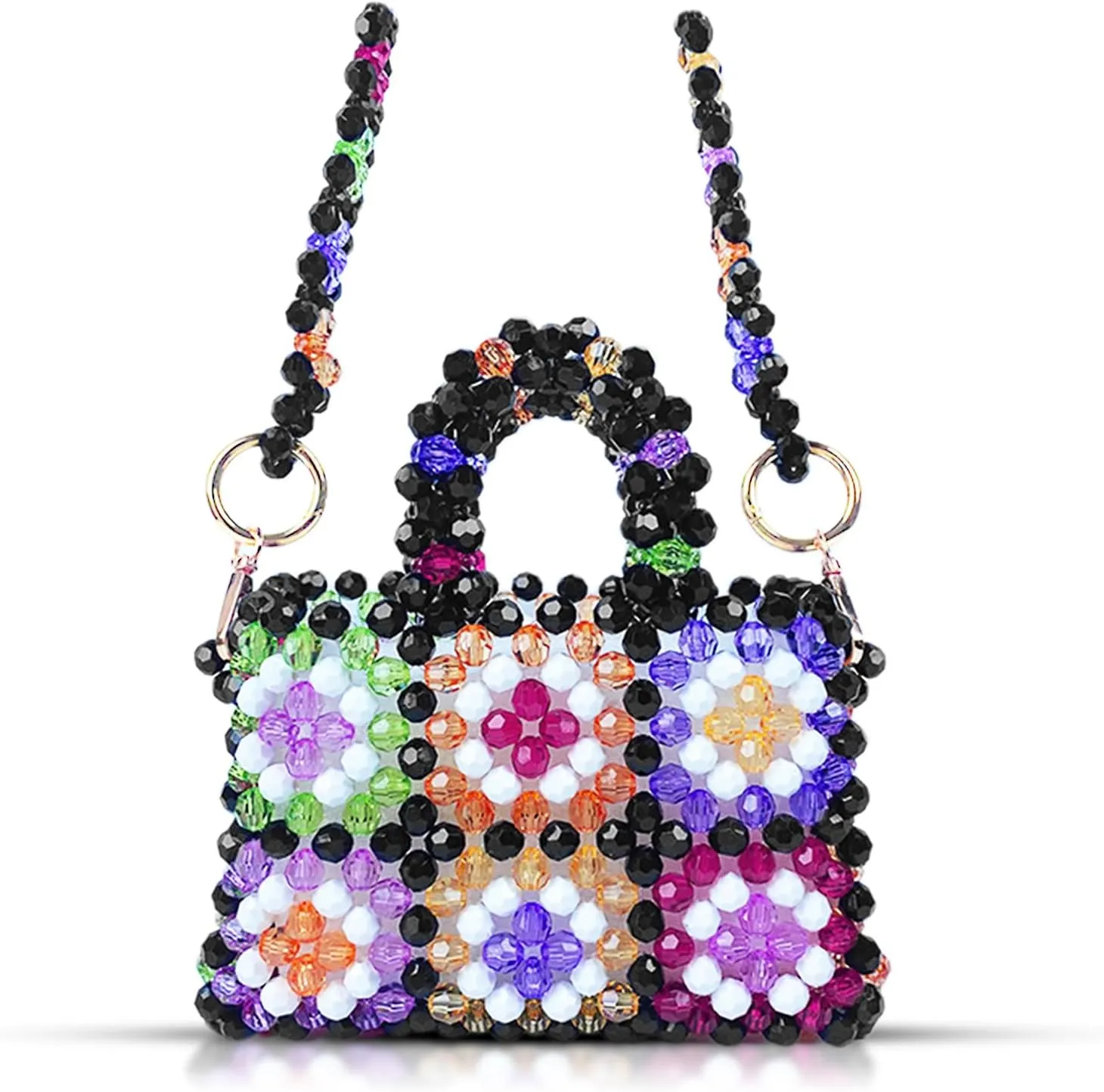 Crossbody Bags for Women, Colorful Beaded Clutch BagEvening Bags With Removable Chain, Handbags for Women Party Wedding Travel
