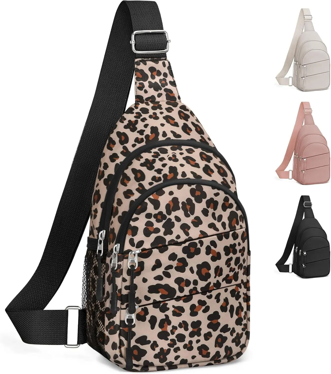Crossbody Bags for Women, Sling Bag for Men, Small Hiking Backpack Anti Theft Lightweight for Outdoors Travel (L, Leopard)