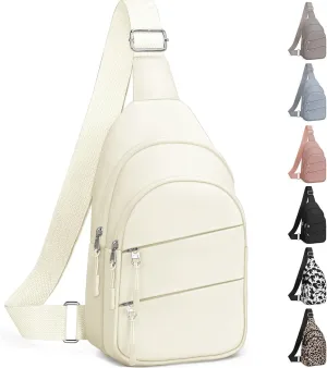 Crossbody Bags for Women, Sling Bag for Men, Small Hiking Backpack Anti Theft Lightweight for Outdoors Travel (M, Beige)