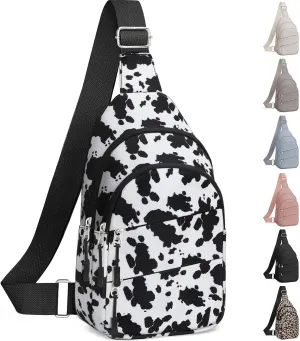 Crossbody Bags for Women, Sling Bag for Men, Small Hiking Backpack Anti Theft Lightweight for Outdoors Travel M, Cow Print