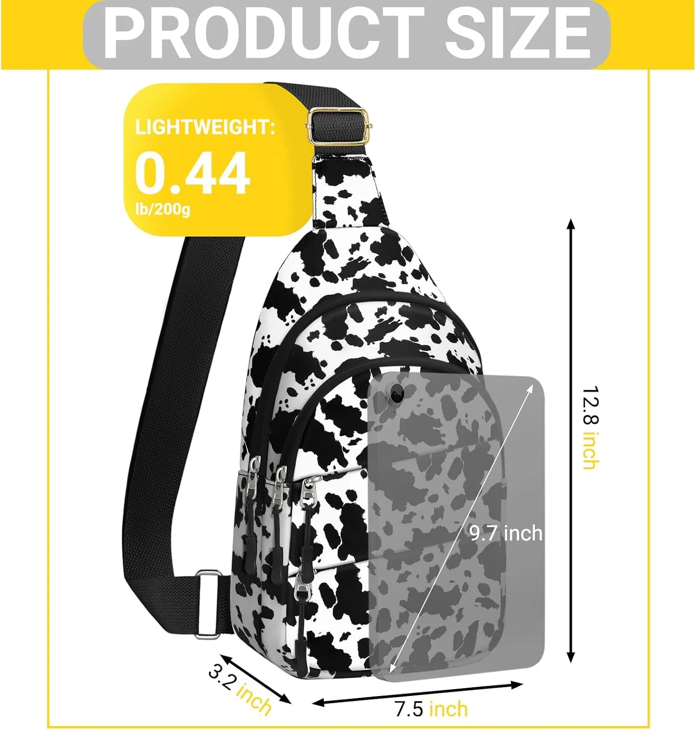 Crossbody Bags for Women, Sling Bag for Men, Small Hiking Backpack Anti Theft Lightweight for Outdoors Travel M, Cow Print