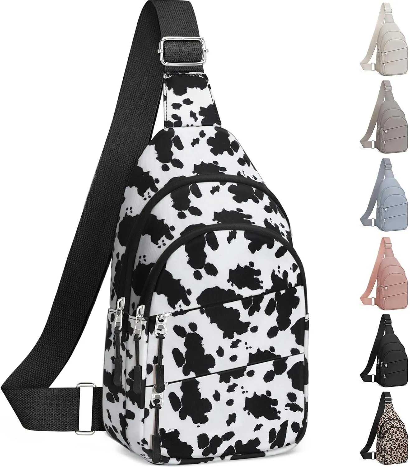 Crossbody Bags for Women, Sling Bag for Men, Small Hiking Backpack Anti Theft Lightweight for Outdoors Travel M, Cow Print
