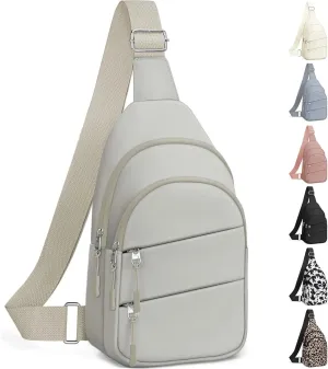 Crossbody Bags for Women, Sling Bag for Men, Small Hiking Backpack Anti Theft Lightweight for Outdoors Travel (M, Khaki)