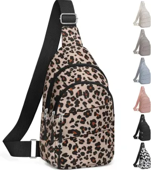 Crossbody Bags for Women, Sling Bag for Men, Small Hiking Backpack Anti Theft Lightweight for Outdoors Travel (M, Leopard