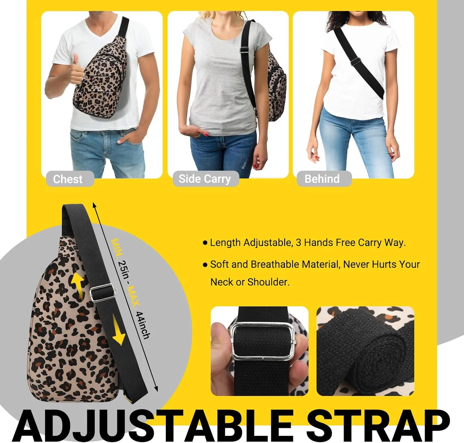 Crossbody Bags for Women, Sling Bag for Men, Small Hiking Backpack Anti Theft Lightweight for Outdoors Travel (M, Leopard