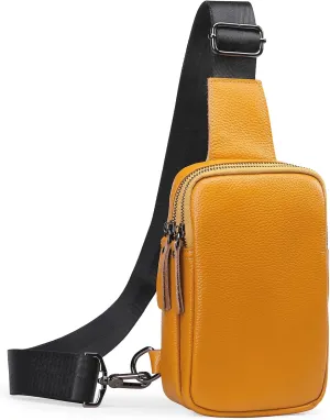Crossbody Sling Bags Genuine Leather Fanny Pack Cross Body Chest Bag Purse for Women Girls