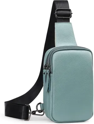 Crossbody Sling Bags Genuine Leather Fanny Pack Cross Body Chest Bag Purse for Women Girls