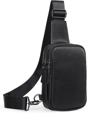 Crossbody Sling Bags Genuine Leather Fanny Pack Cross Body Chest Bag Purse for Women Girls