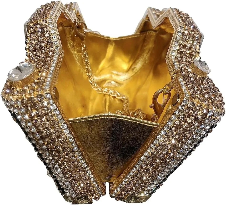 Crystal Camera Shaped Evening Bag for Women Handmade Clutch Rhinestone Purse Handbag for Formal Party Cocktail