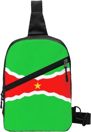 Curving Suriname Surinamese Flag Crossbody Bag Portable Sling Bags Foldable Chest Daypack Reusable Sports Shoulder Backpack Diagonally Casual Rucksack Travel Bag