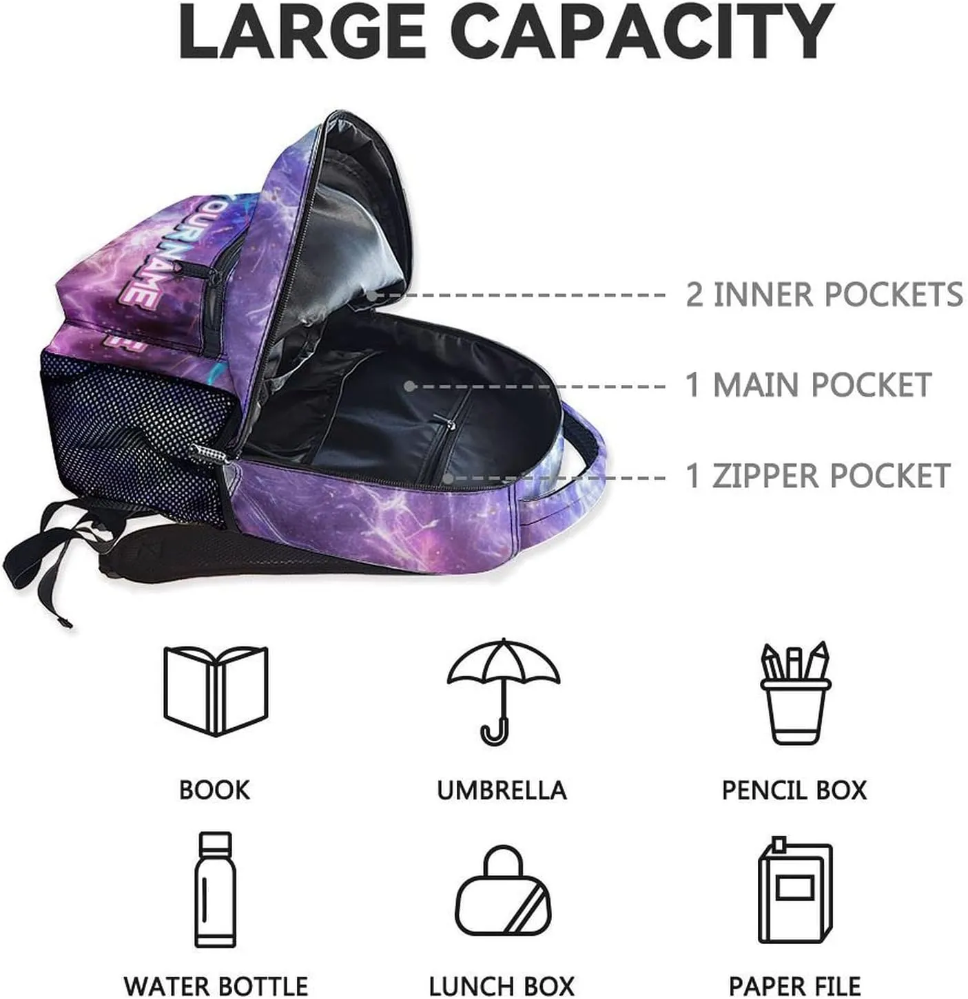 Custom Boys School Backpack with Name - 17 Inch Gaming Backpacks for Middle School - Cool Lightweight Durable Gamer Bookbag for Students