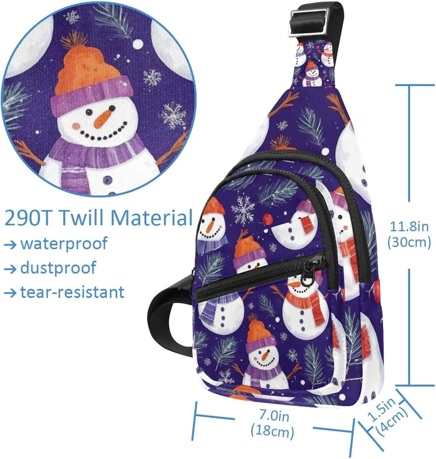 Cute Snowmen have fun in Winter Holidays 2_4 Sling Backpack Bag