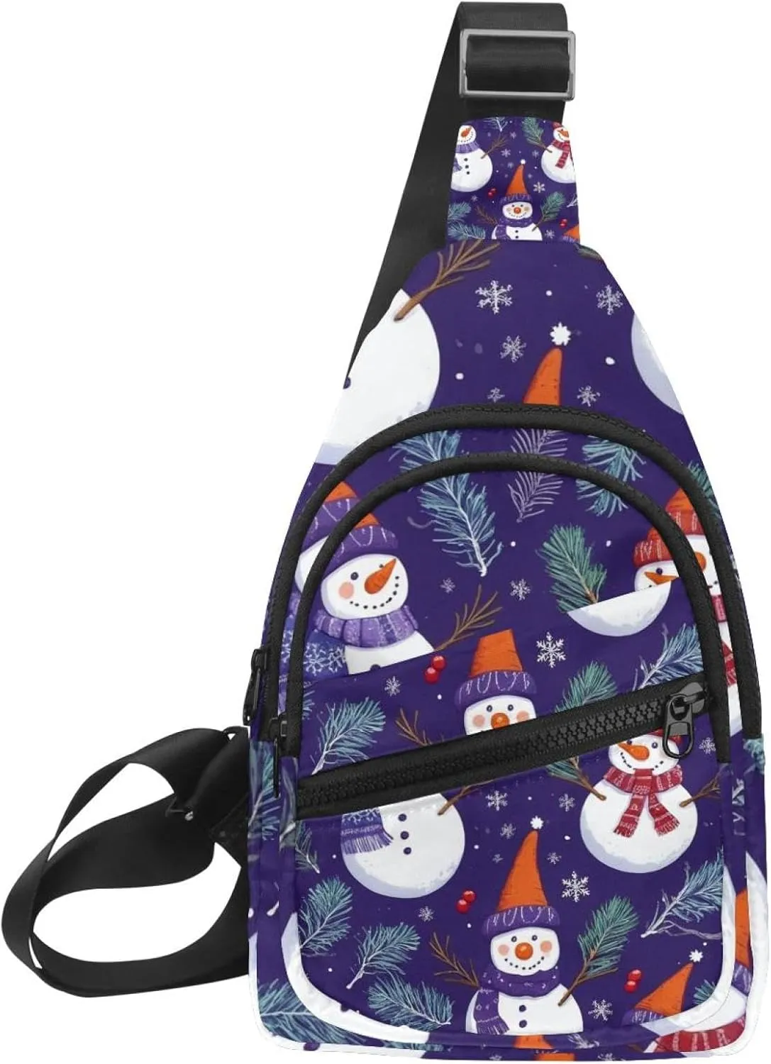 Cute Snowmen have fun in Winter Holidays 2_6 Sling Backpack Crossbody Bag Convertible, Small Diaper Bag Hiking Daypacks