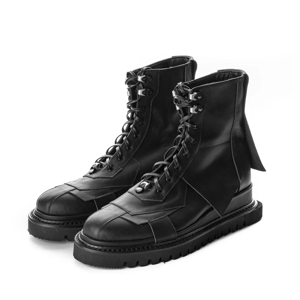 Deconstructed Mood black leather men booties