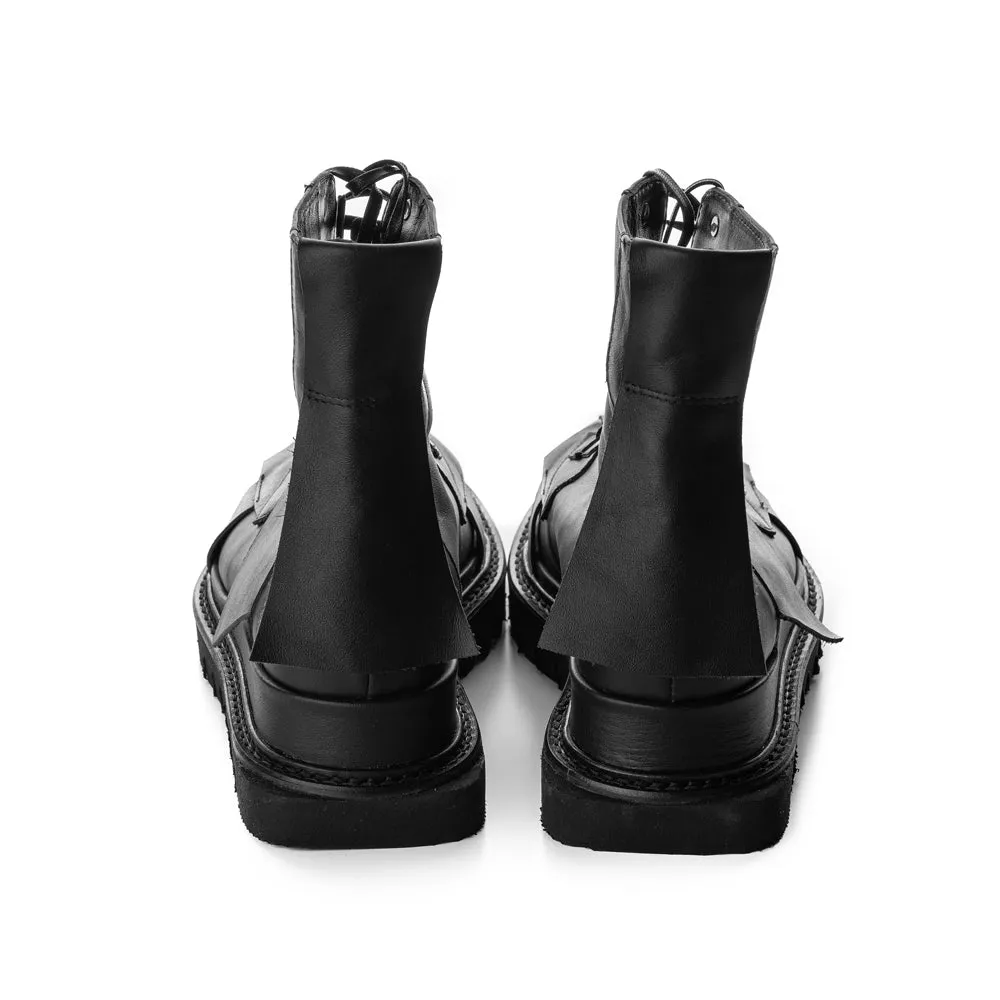 Deconstructed Mood black leather men booties