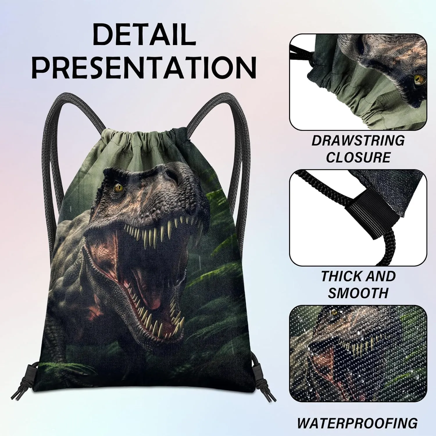 Drawstring Backpack for String Bag Waterproof Cute Sports Beach Swimming Travel (13"17")-Dragon