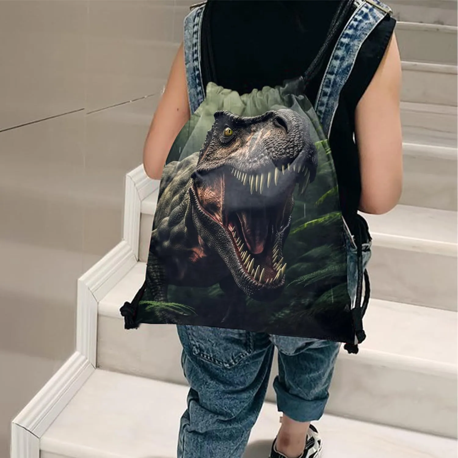 Drawstring Backpack for String Bag Waterproof Cute Sports Beach Swimming Travel (13"17")-Dragon