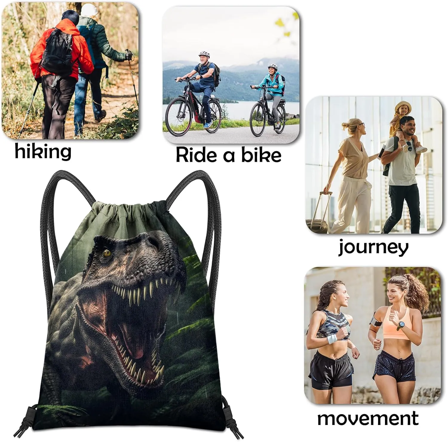 Drawstring Backpack for String Bag Waterproof Cute Sports Beach Swimming Travel (13"17")-Dragon
