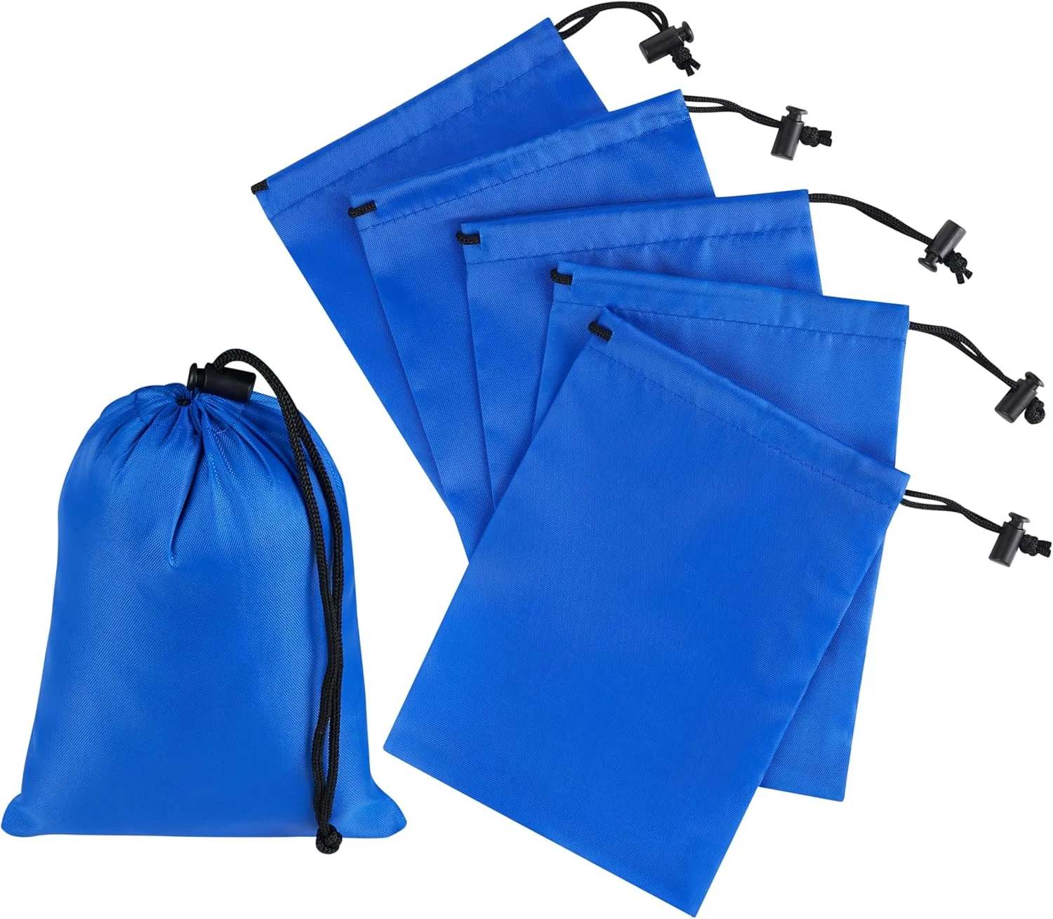 Drawstring Bag with Toggle - Nylon Cinch and Ditty Pouch (Blue, 5 x 7 Inch)