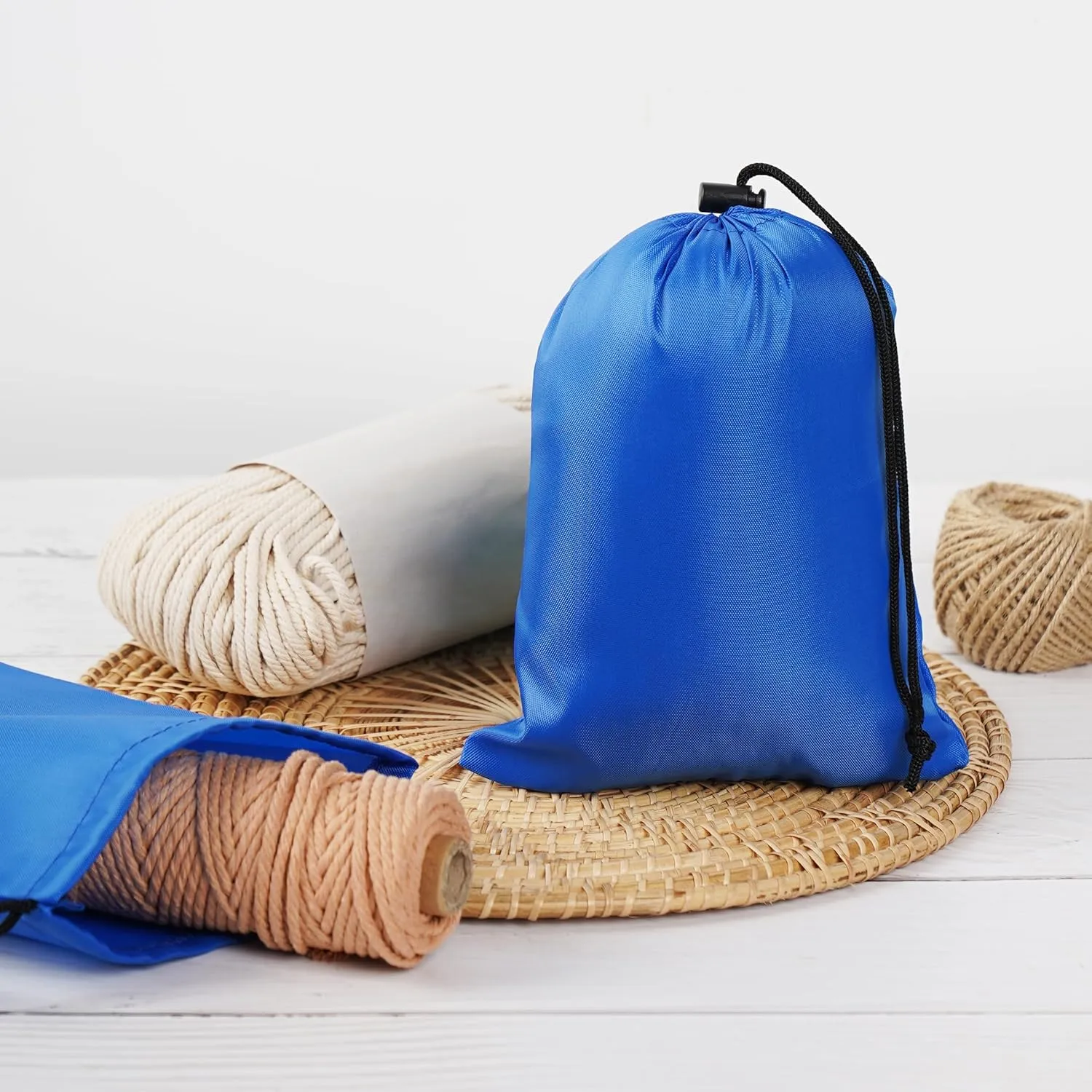 Drawstring Bag with Toggle - Nylon Cinch and Ditty Pouch (Blue, 5 x 7 Inch)
