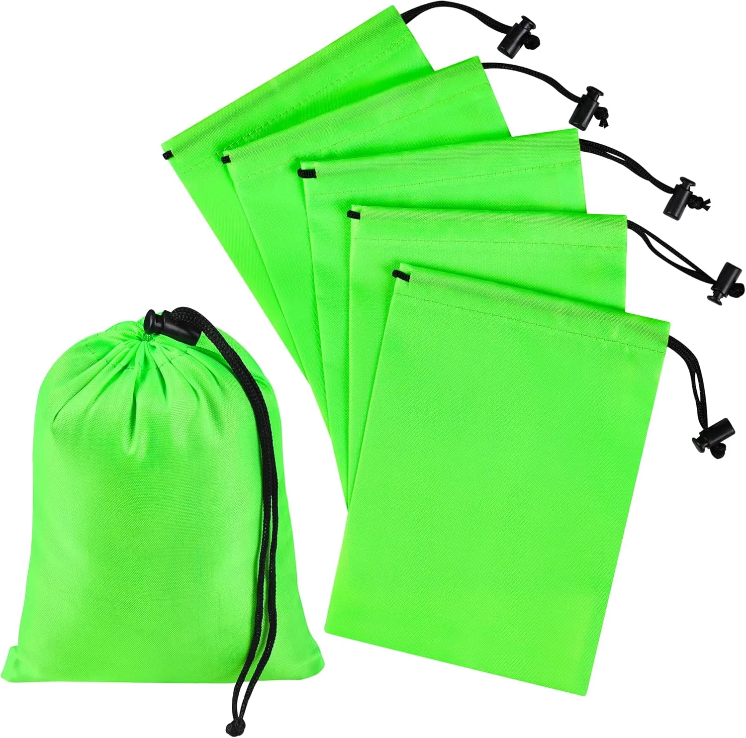 Drawstring Bag with Toggle - Nylon Cinch and Ditty Pouch (Green, 5 x 7 Inch)