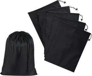 Drawstring Bag with Toggle - Nylon Cinch and Ditty Pouch - Six Pack (Black, 12 x 16 Inch)