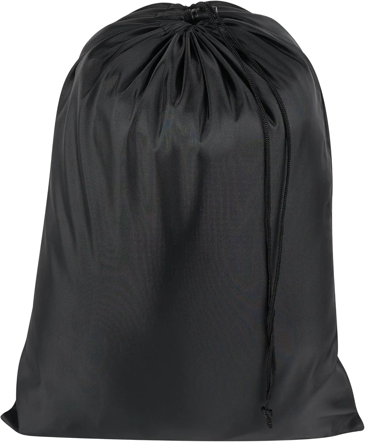 Drawstring Bag with Toggle - Nylon Cinch and Ditty Pouch - Six Pack (Black, 12 x 16 Inch)