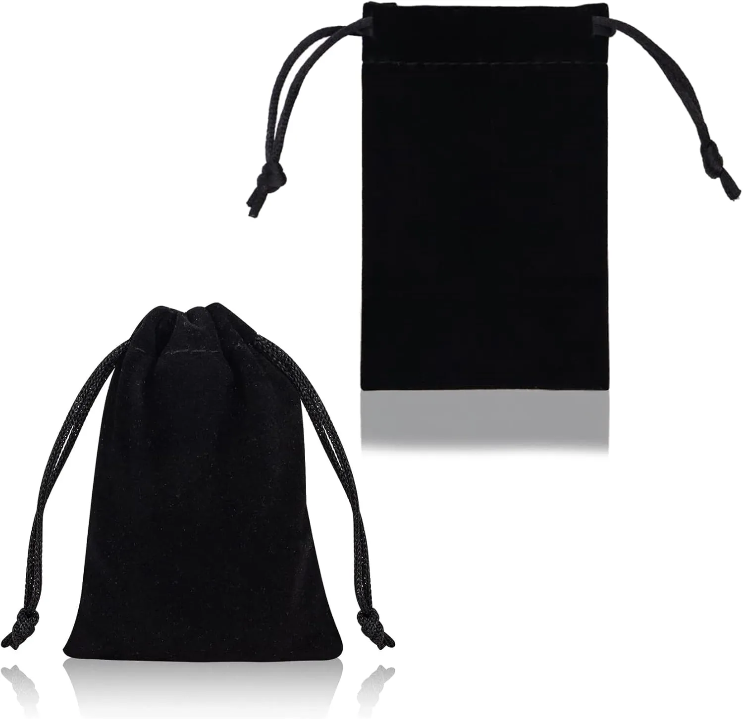 DTOL Velvet Cloth Jewelry Bags, Small Gift Pouches Drawstring Bags for Party, Travel Portable, Christmas, Festival, Makeup Favor Organizer Storage Holder Bags, 3x4 Inch 50 Pieces Black