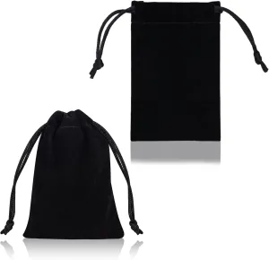 DTOL Velvet Cloth Jewelry Bags, Small Gift Pouches Drawstring Bags for Party, Travel Portable, Christmas, Festival, Makeup Favor Organizer Storage Holder Bags, 3x4 Inch 50 Pieces Black