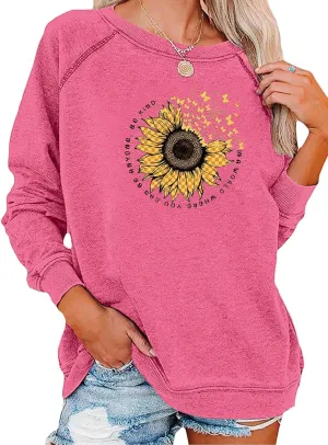 EADINVE "FUN FACT: I don't care Letter Print Women's Crewneck Sweatshirt Raglan Long Sleeve Casual Pullover Tops