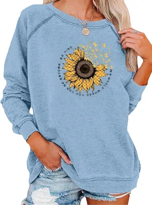 EADINVE "FUN FACT: I don't care Letter Print Women's Crewneck Sweatshirt Raglan Long Sleeve Casual Pullover Tops