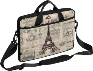 Eiffel Tower Fun Pattern Laptop Shoulder Bag for Tablet Computer Notebook Sleeve Messenger Carrying Case Briefcase Tote