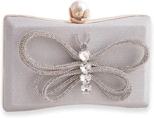 Elegant Crossbody Handbag Sequin Shoulder Butterfly Evening Rhinestone Clutch for Women Bridal Wedding Purse
