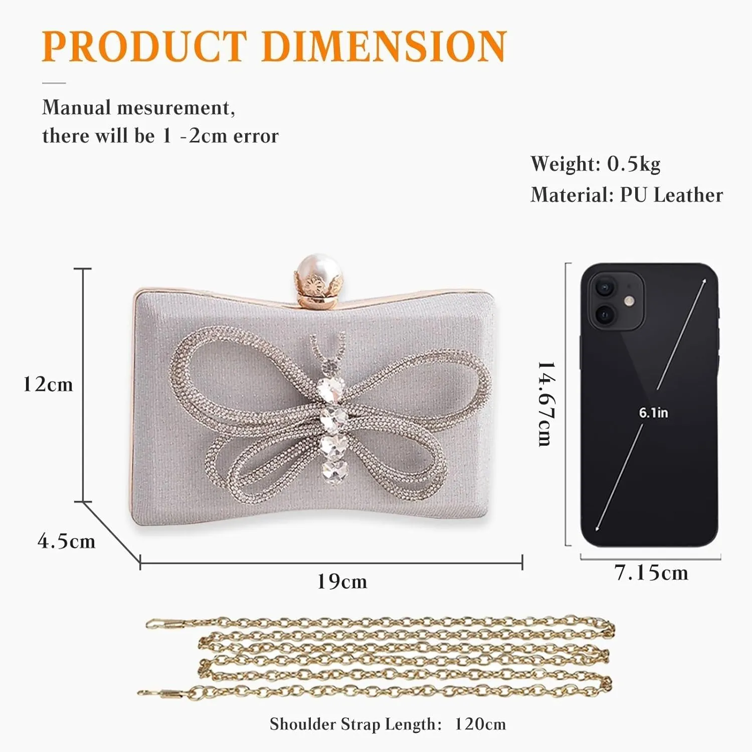 Elegant Crossbody Handbag Sequin Shoulder Butterfly Evening Rhinestone Clutch for Women Bridal Wedding Purse