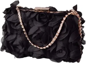 Elegant Women Chiffon Floral Evening Bag Flower Evening Clutch Wedding Prom Handbag Bridal Purse Party Shoulder Bag