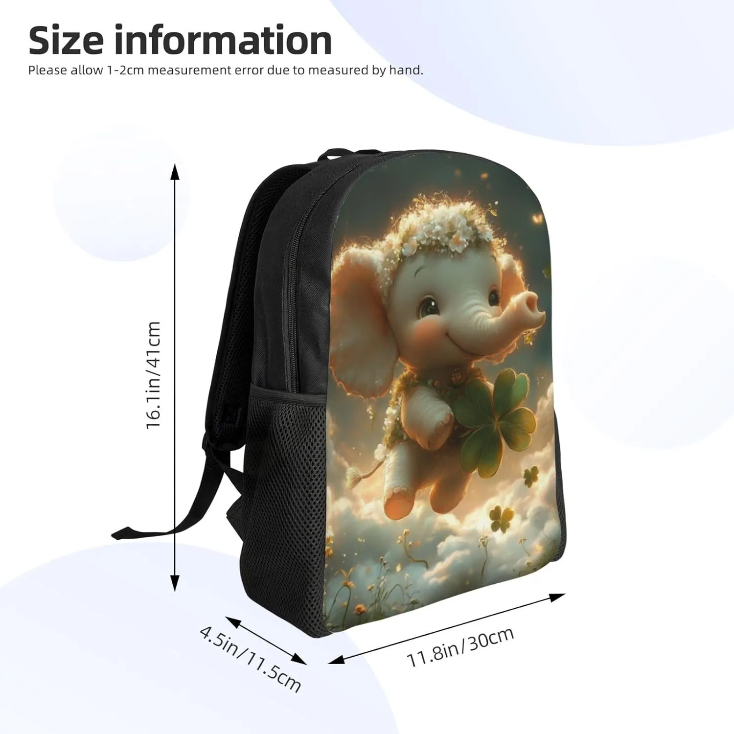 Elephant Flower Backpack Waterproof Anti Theft Durable Light Laptop Bag Backpacks For Women Men Travel Gym Backpack
