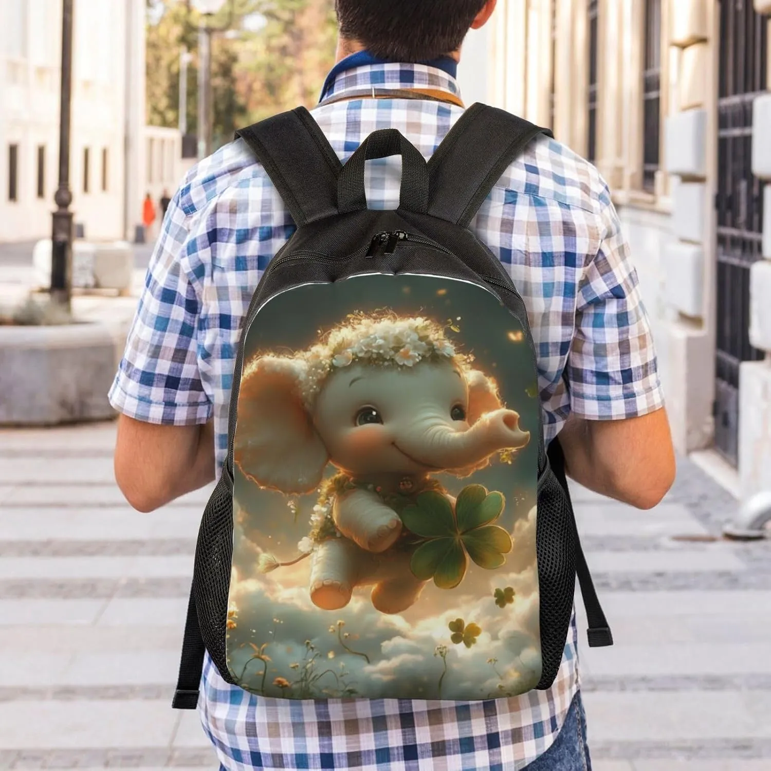 Elephant Flower Backpack Waterproof Anti Theft Durable Light Laptop Bag Backpacks For Women Men Travel Gym Backpack