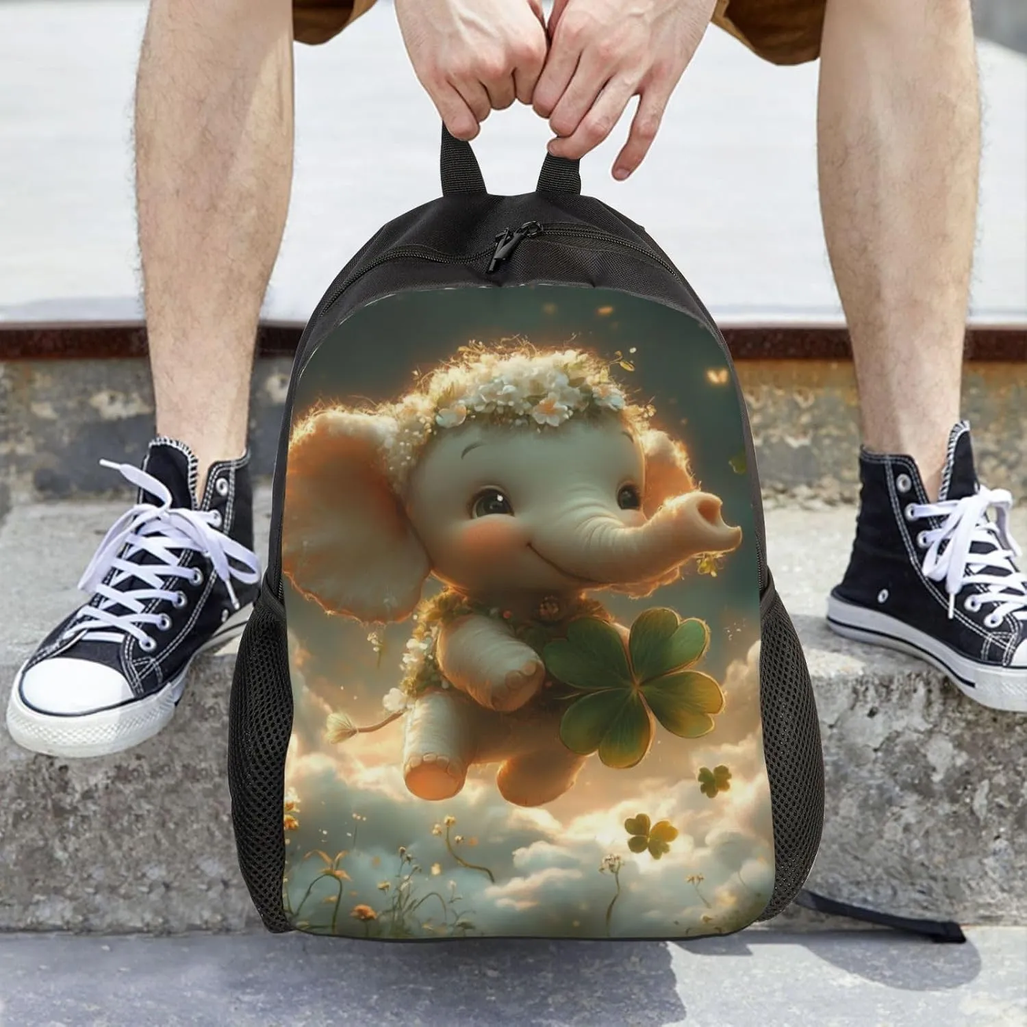Elephant Flower Backpack Waterproof Anti Theft Durable Light Laptop Bag Backpacks For Women Men Travel Gym Backpack