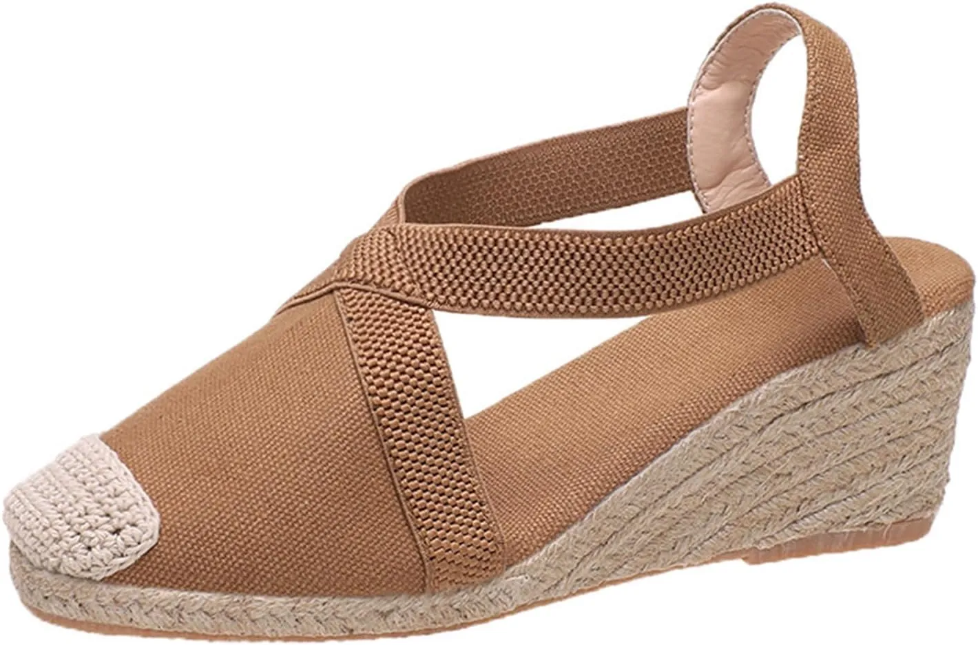 Espadrille Sandals for Women Closed Toe Ankle Strap Platform Wedge Sandal Slip On Flat Sandals Summer Comfortable Fisherman Sandal Dressy Casual Outdoors Shoes