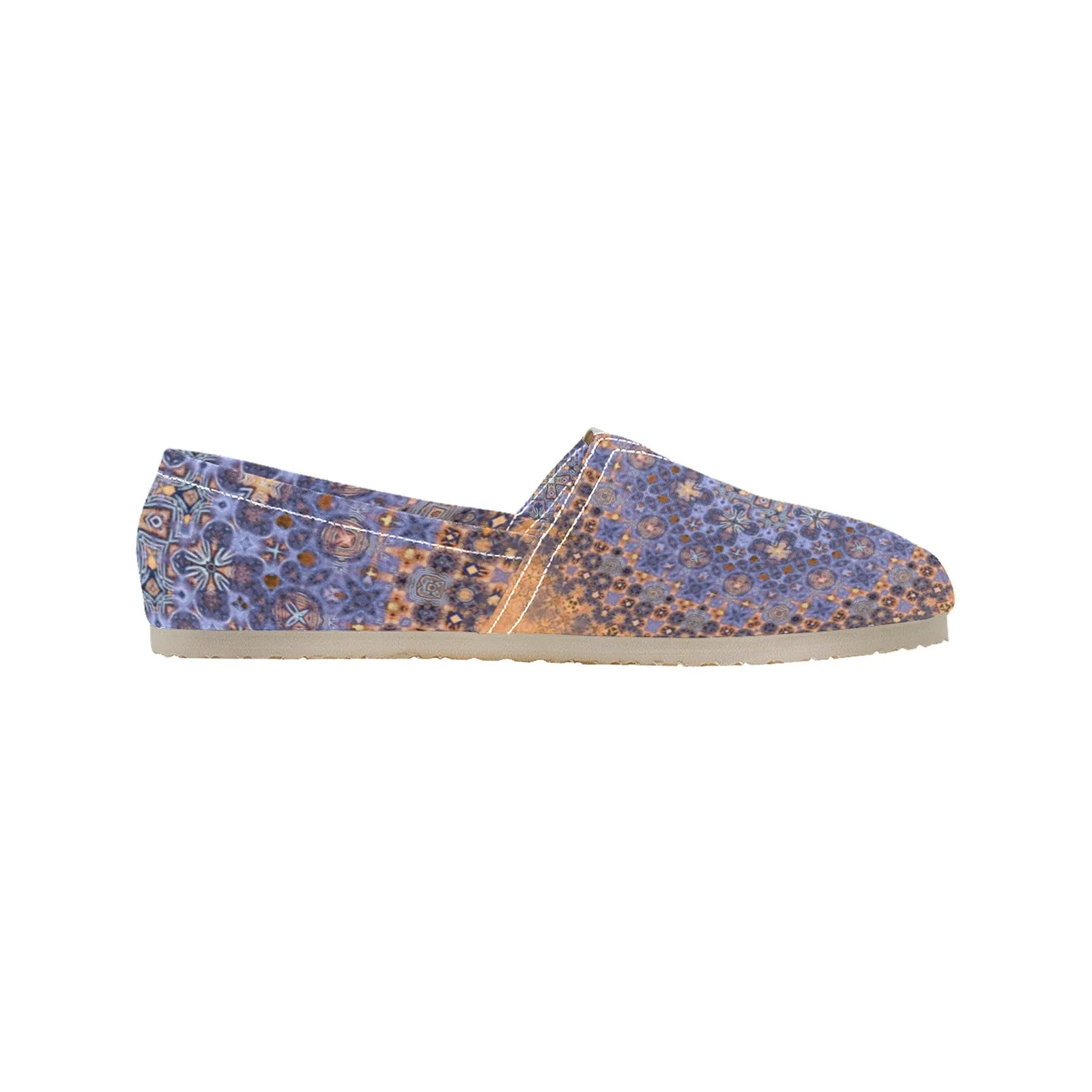 Espadrilles Canvas Pheasant Feathers Orange Blue Mandela Boho