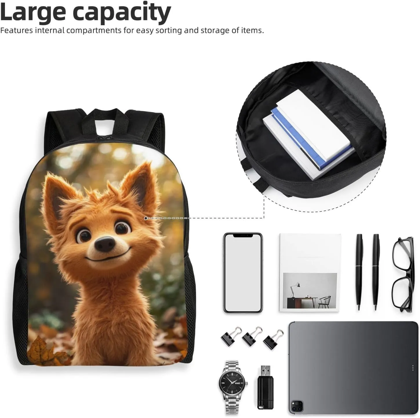 Fallen Leaves Puppy Backpack Waterproof Anti Theft Durable Light Laptop Bag Backpacks For Women Men Travel Gym Backpack