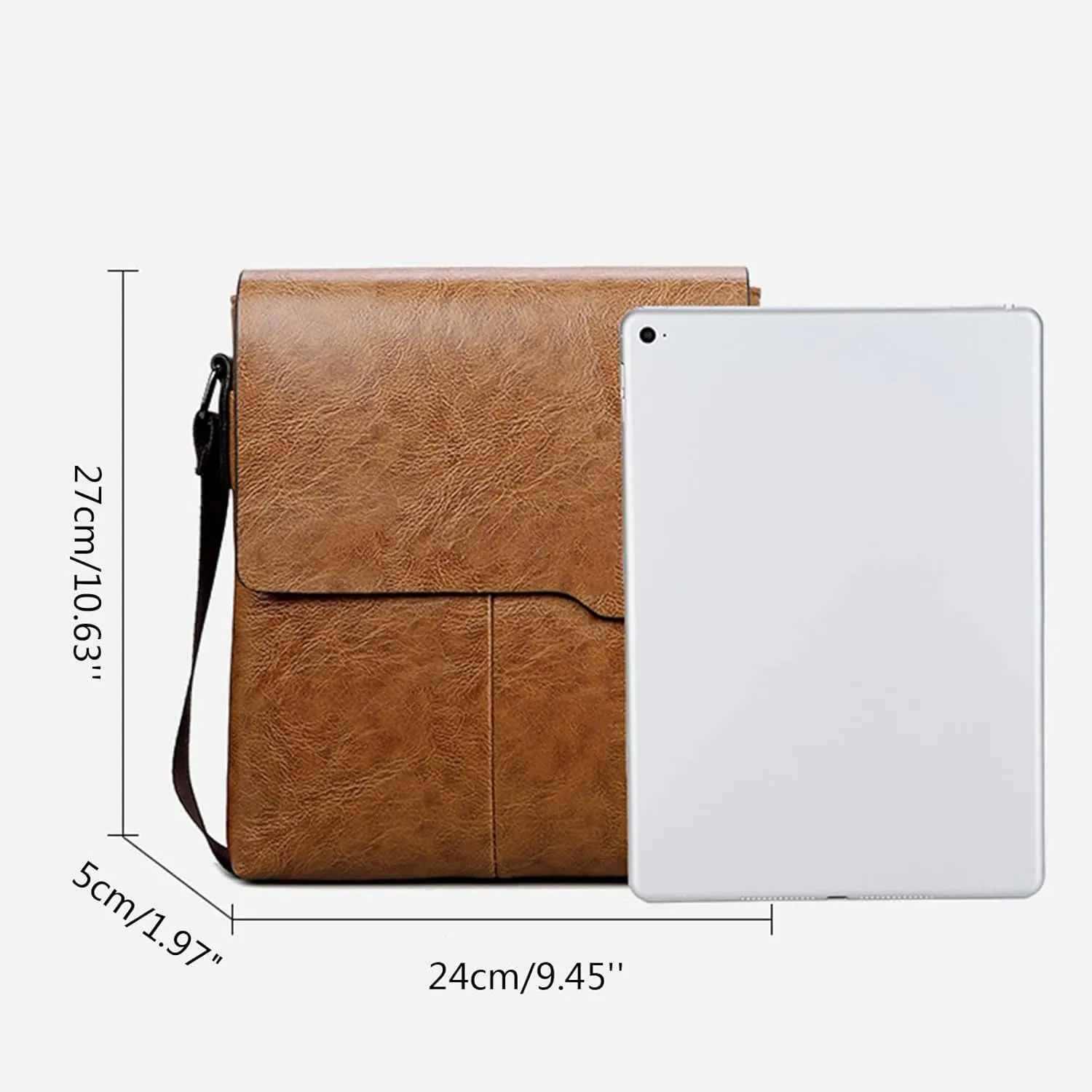 Fashion Men Shoulder Bag Trend Leather Bags Briefcase Clutch Backpack Vertical Trend Crossbody Bag (Brown, One Size)